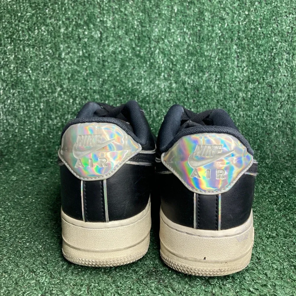 Nike Air Force 1‎ Low LV8 Iridescent Outline Leather Black Sneaker Mens Size 9